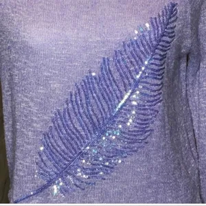 Aeropostale Live Love Dream Purple Sequin Feather Sweater Large thumbnail 6
