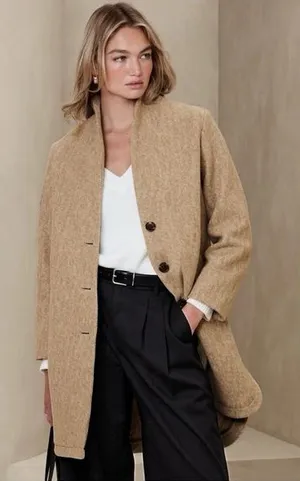 Banana Republic Shawl Collar Coat in‎ Oatmeal Heather Size Small thumbnail 1