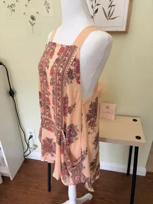 Free People Paradise Song Mini Dress Boho Floral Swing Dress Tunic Size XS thumbnail 2