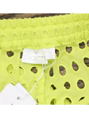 NWT Dotti Cotton Openwork Dot Drawstring-Waist Cover Up Shorts Citrine Green XL thumbnail 4