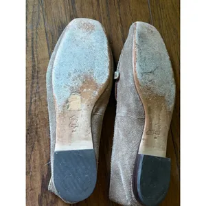 Tory Burch Suede Loafers Taupe Gold Logo Driving Moc Flats Size 8 thumbnail 10
