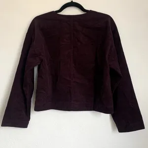 NWT Madewell Sz S Val Waffle-Knit Relaxed V-Neck Top in‎ Deep Purple thumbnail 2