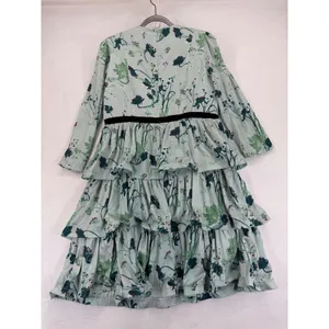 Tuckernuck Floral Tiered Dress Long Sleeve Womens XL Green Black‎ Trim READ thumbnail 7