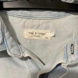 Rag & Bone Denim Jumpsuit Size L Light Wash Tie Waist Utility Wide Leg thumbnail 4