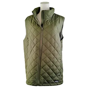 Lands' End Women's 3X Diamond Quilted Puffer Vest in Olive Full Zip Lightweight thumbnail 2