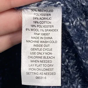 A New Approach ANA Sweater Women's Medium Wool Blend Blue Marble Knit Crewneck thumbnail 5