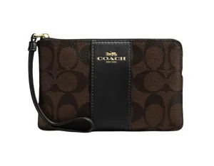 Coach NWT Corner Zip Wristlet In Signature Canvas thumbnail 1