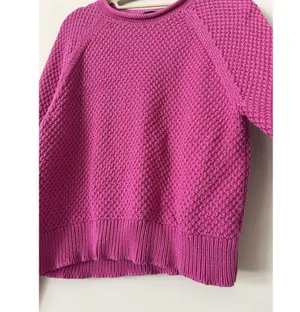 Lauren Ralph Lauren Pink Cotton Waffle Knit Sweater Size Medium Preppy Chic thumbnail 3