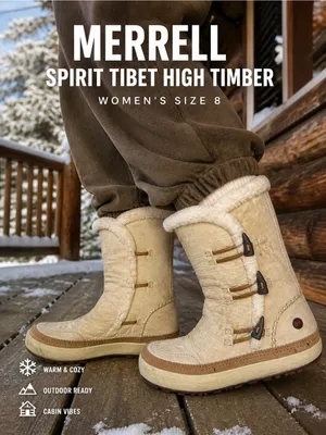 Merrell Spirit Tibet Timber Boots Womens 8 Shearling Leather Winter thumbnail 1