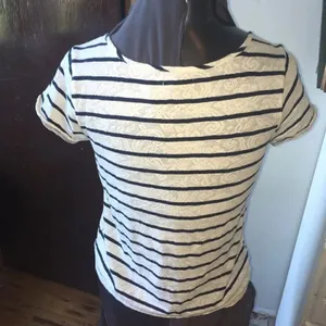 Lucky Brand striped blouse, banded knit hem thumbnail 2