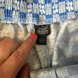 Wild Fable NWOT Blue & White Checkered Flower Pants Women Size Small Medium thumbnail 2