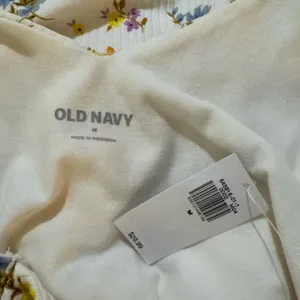 Old Navy Printed Tie-Shoulder V-Neck Rib-Knit Bodysuit - White Floral Size M thumbnail 5