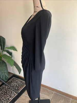Lauren Ralph Lauren Faux Wrap V-Neck Black Dress Size 4 thumbnail 9