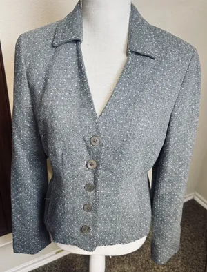 WORTH Grey Wool Blazer Jacket flannel Vintage 90s sz 6 career office classic‎ thumbnail 1