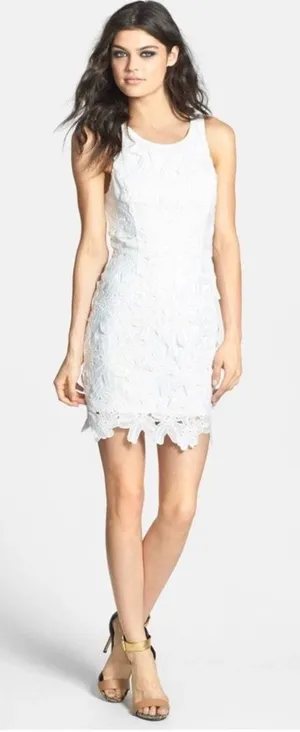 ASTR The Label Tenured Floral Lace Dress‎ Mini Size L White thumbnail 1