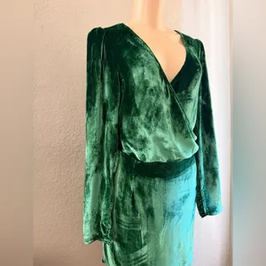 Reformation Bordeau Velvet Dress Emerald size med thumbnail 13