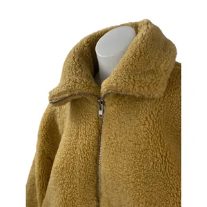 Free People Get Cozy Teddy Women's Brown Fleece Long Sleeve Bomber Coat Jacket S thumbnail 2