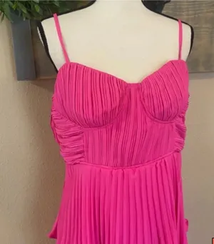 Lulus Hot Pink Tiered Midi Dress thumbnail 4
