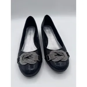 Laura Ashley 8M Black‎ Wedge Heels Women's Snake Print Knot Detail thumbnail 3
