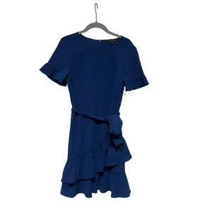Banana Republic Women's Blue Ruffle Tie Waist Mini Dress Size 4 thumbnail 2