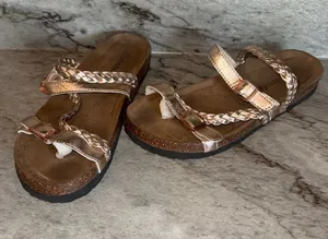 Outwoods Braided Metallic Slide Sandals - Rose Gold thumbnail 1