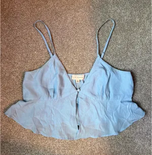LA Hearts Light Blue Button Front Tank Top thumbnail 1