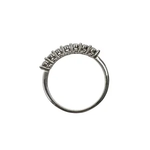 Sterling Silver Round Cut Seven Clear Cubic Zirconia Stones Band Ring thumbnail 5