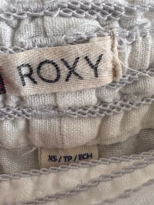 Roxy Womens XS White Linen Look Drawstring Pants Smocked Waist Beach Coastal thumbnail 2