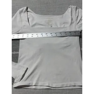 Free People Intimately Square Eye Seamless Long Sleeve Top White M/L thumbnail 3