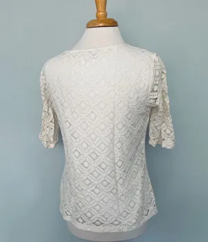 Cream Eyelet Short Sleeve Top thumbnail 3