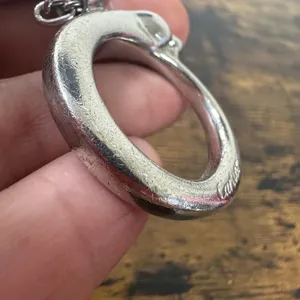 Cartier Silver Metal Panther Circle Keychain Bag Charm Engraved Pendant thumbnail 6