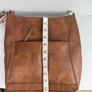 Brown Crossbody Bag Adjustable Strap Multi Pocket CLUCI Faux Leather NEW thumbnail 9