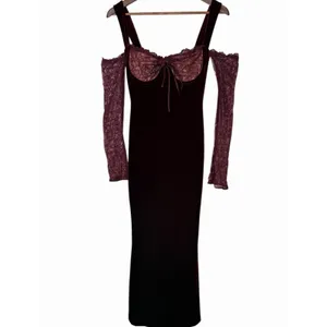 House of CB Ivy Black Cherry Velvet Maxi Dress XS thumbnail 7