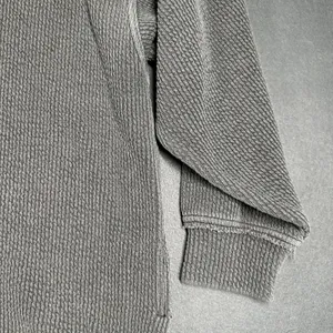 Aerie Waffle Knit‎ Sweater Womens XL Gray V Neck 3/4 Sleeve High Low Oversized thumbnail 3