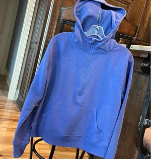 Member's Mark Scuba Hoodie Periwinkle Pullover Cotton Sweatshirt Knit Womens Medium thumbnail 6