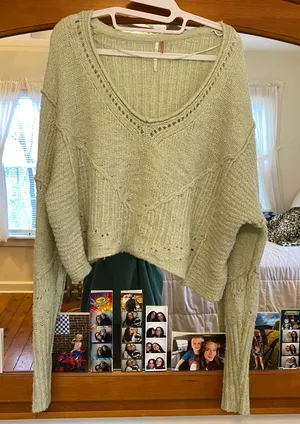 Free People Green Cropped Sweater thumbnail 1
