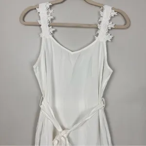 Cupshe Powder Lace & Tie Midi Summer Dress White Small NWT Minimalist Vacay Feminine thumbnail 12