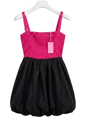 Amanda Uprichard Christine Tweed Bubble Mini Dress XS Pink Black NWT thumbnail 1