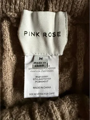 Pink Rose Tan Cable Knit Sweater and Pants Set Medium thumbnail 3