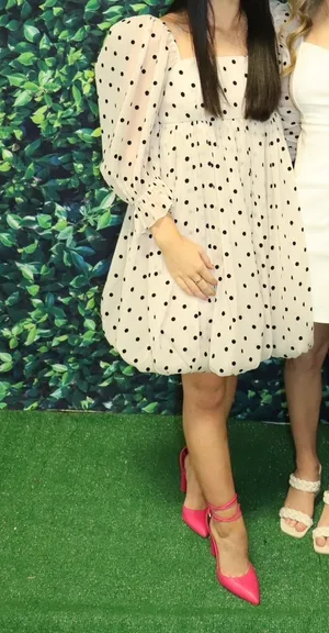 Sofia the Label polka dot bubble dress Tan thumbnail 4