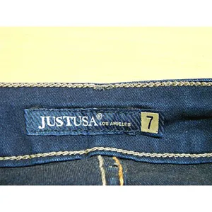 Just USA Womens Blue Dark Wash Pockets Stretch Denim Flared Jeans Size 7 PS213 thumbnail 3