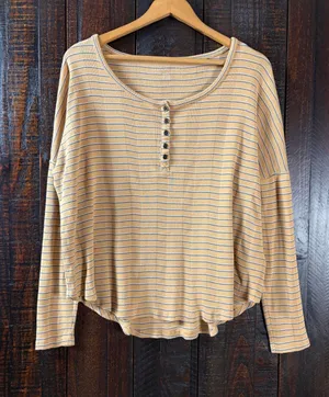 American Eagle Fall Colors Henley Long Sleeve Top Medium thumbnail 1