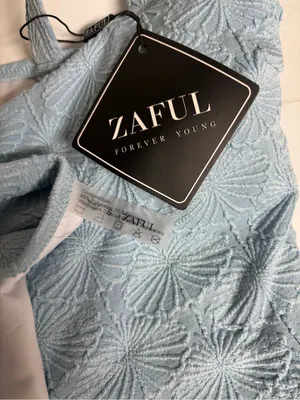 Zaful Light Blue Textured Floral Two-Piece Swimwear thumbnail 3