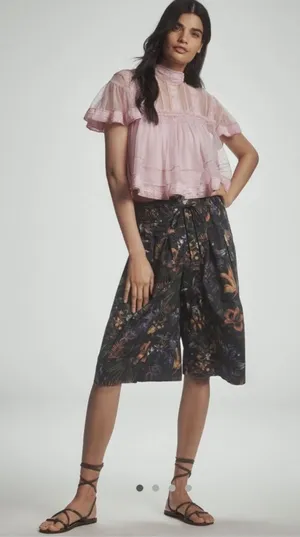 Anthropologie Ruched Poplin Gaucho Pants thumbnail 1