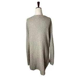 Free People Sweater Women Small‎ Tan Gray Cross My Heart Pullover Cable Knit thumbnail 3