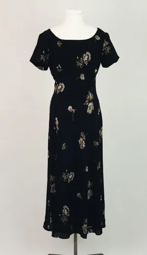 Vintage Ann Taylor Botanical Dress in Black | Size 6 thumbnail 3