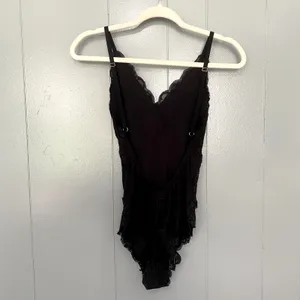 NEW Free People HAH Noir Black Back Off Floral Lace Lingerie Cheeky Bodysuit S thumbnail 5