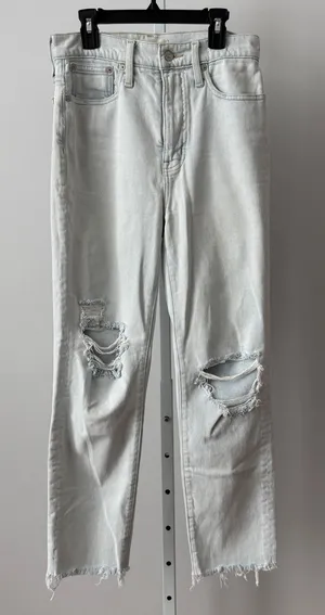 Madewell sz 26 The Momjean Light Wash Distressed High Rise‎ Denim Jeans Preppy thumbnail 1