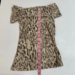 Pilcro Anthropologie Leopard Off Shoulder Ribbed Mini Dress XS Animal Print thumbnail 6