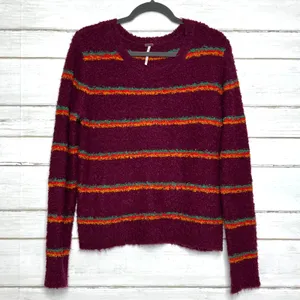 Free People Best Day Ever Striped Sweater Alpaca Blend Cozy Size Medium thumbnail 2